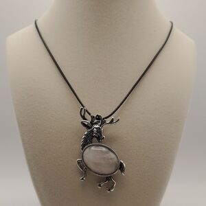 Elegant Silver Deer Pendant Necklace